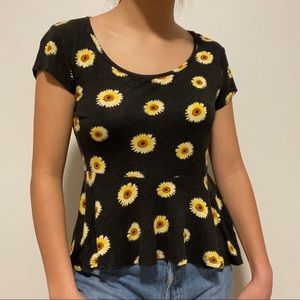 black sunflower peplum top